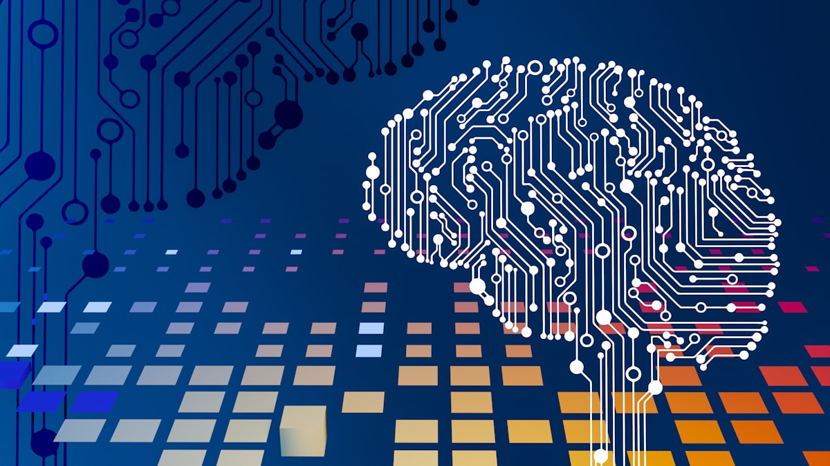 Digital brain made of circuit pathways representing AI and human intelligence